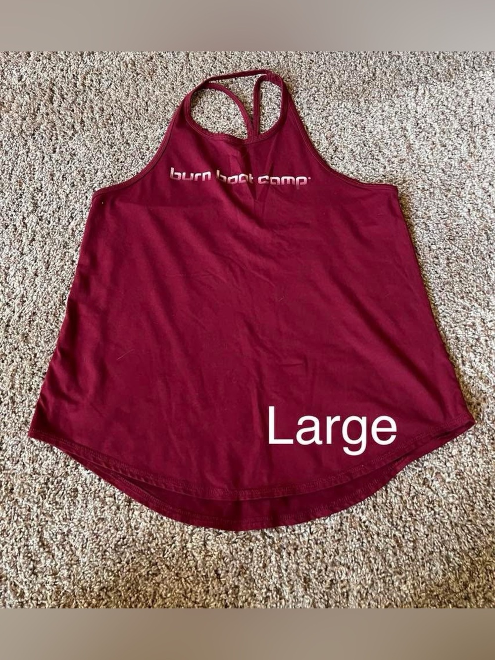 Burn Boot Camp Woman’s Maroon Racerback Tank